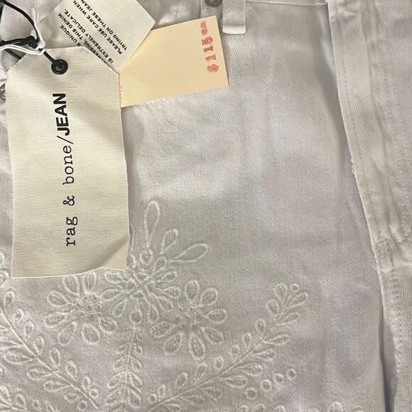 Rag & Bone Women's White Fringe Hem Floral Embroidery Justine Short Size 28 NWT - Picture 4 of 10